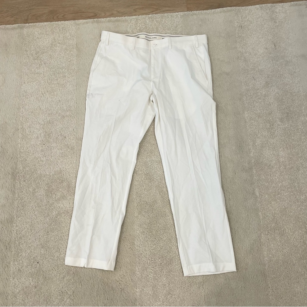 MICHAEL KORS Men's Classic Fit Bedford Performance Pants Size 36X29 In White